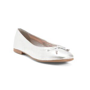 BOTTERO Silver Made In Brazil Leather Ballet Flats